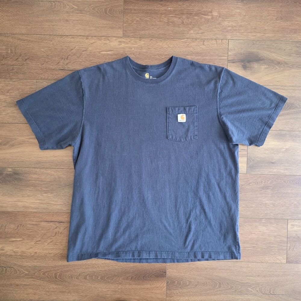 Carhartt Mens 2XL Reg Pocket Tee Shirt Navy Blue Original Fit Short Sleeve K87